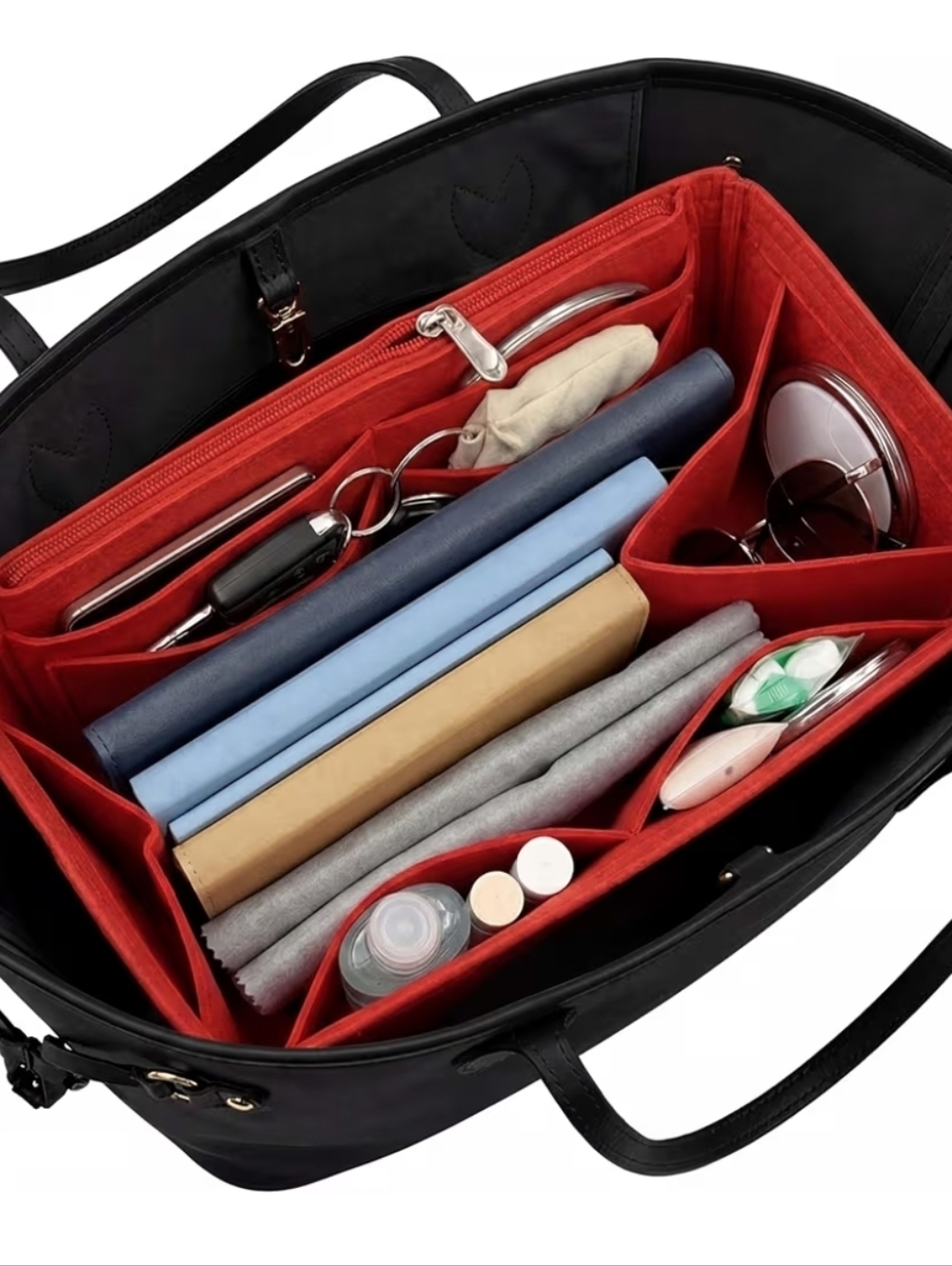 XLPurse Organizer Insert, Felt Bag Organizer Handbag Tote Shaper,